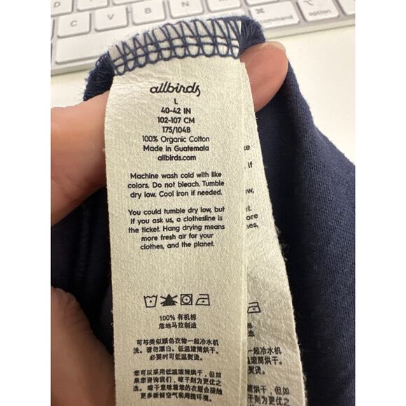 ALLBIRDS Organic Cotton Long Sleeve Tee Hazy Indigo Men Size Large New with tags - Picture 4 of 4